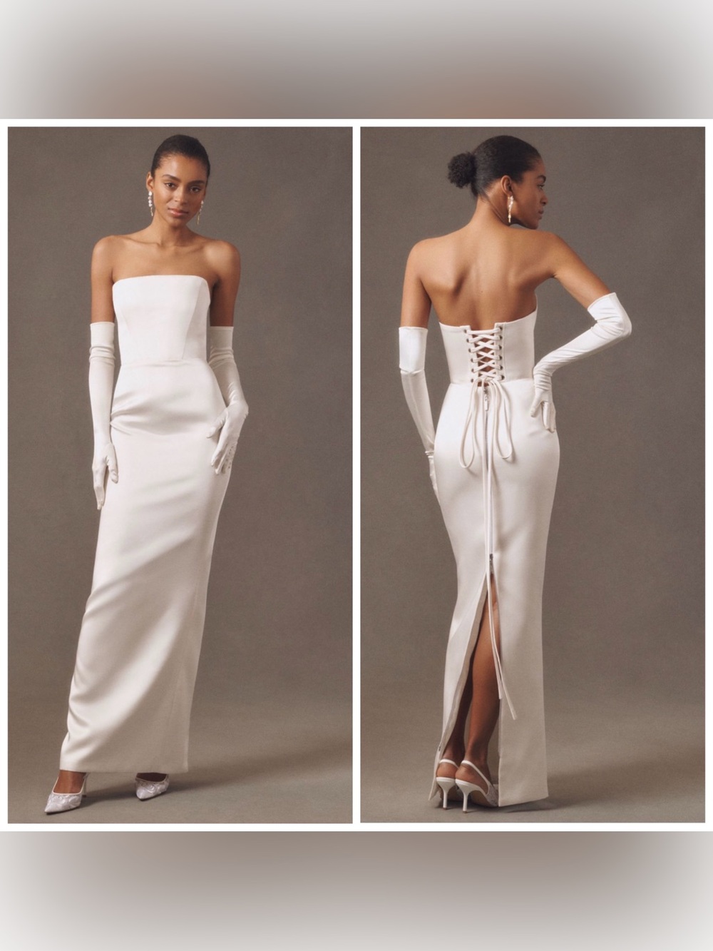 Bronx and Banco Florentina Blanc Strapless Column Wedding Gown Size 4